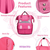 Easy to Carry Diaper Bag for Mother (Kitten Rose Red)